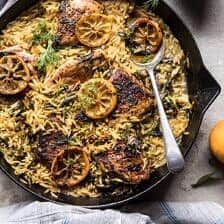 One Skillet Lemon Butter Chicken and Orzo - Half Baked Harvest Creamy Coconut Chicken, Chicken And Orzo, Lemon Chicken Orzo, Half Baked Harvest Recipes, Tomato Chicken, Lemon Butter Chicken, Hearty Beef Stew, Greek Lemon Chicken, Chicken Orzo