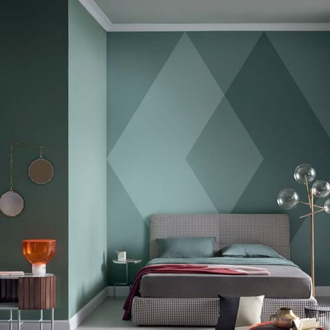 Green Contemporary Wall Mural Decal Personalized Size Harlequin Wall Covering for Guest Room Harlequin Wall, Bedroom Wallpaper Accent Wall, Bedroom Paint Colors Master, Feature Wall Living Room, Wall Mural Decals, Deco Studio, Accent Walls In Living Room, Bedroom Wall Paint, Red Home Decor