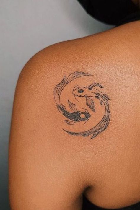 Yin Yang Tattoos, Pisces Tattoos, Koi Tattoo, Men Tattoos, Fish Tattoo, Discreet Tattoos, Dainty Tattoos, Subtle Tattoos, Aesthetic Tattoo