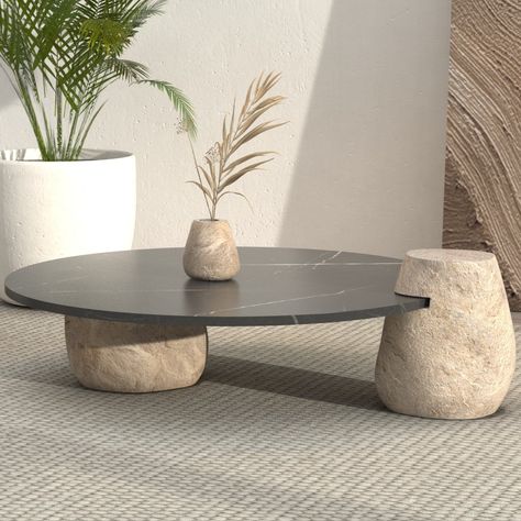 Introducing a Timeless Blend of Elegance and Functionality! Elevate your living space with the Ozarke Cobblestone Coffee Table, a stunning addition that seamlessly combines rustic charm and modern design. Crafted with utmost attention to detail, this exquisite coffee table is sure to become the focal point of any room. PRODUCT FEATURES Design: The Ozarke Cobblestone Coffee Table boasts a magnificent marble tabletop that exudes opulence and refinement. The natural variations in the marble's patte Modern Living Room Table, Marble Products, Cobble Stone, Center Tables, Interior Design Per La Casa, Stone Coffee Table, Unique Coffee Table, Food Court, Coffee Table Wayfair