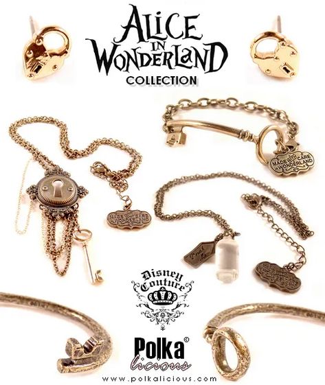 DC Alice In Wonderland @ Polkalicious.com Alice In Wonderland Jewelry, Wonderland Jewelry, Disney Wedding Rings, Disney Engagement Rings, Disney Rings, Alice And Wonderland, Couture Ideas, Steampunk Rings, Disney Couture