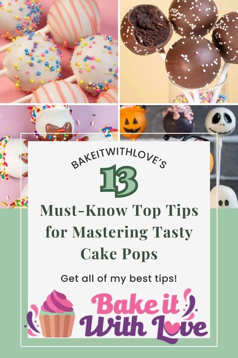 4 pane square collage image with text block for the top tips of making homemade cake pops. Cake Pop Coating Recipe, Cake Pop Frosting Recipes, Cake Pop Tips, Cake Pop Tips And Tricks, Cake Mix Cake Pops, Best Cake Pop Recipe, How To Make Cake Pops, The Best Cake Pops, Cake Pop Prices