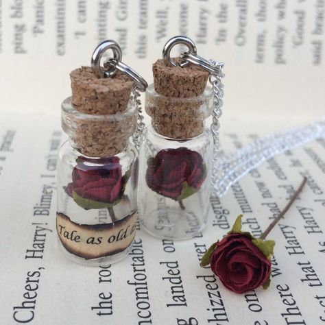 Enchanted Garden Party, Mini Glass Bottles, Tale As Old As Time, Mini Jars, Bottle Jewelry, Bottle Charms, Forest Theme, Bottle Necklace, Diy Bottle