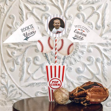 Baseball Centerpiece, First Birthday Centerpieces, Baseball Theme Birthday, Baseball First Birthday, Foto Props, Baseball Theme Party, Boys First Birthday Party Ideas, Boys 1st Birthday Party Ideas, Baby Boy 1st Birthday Party