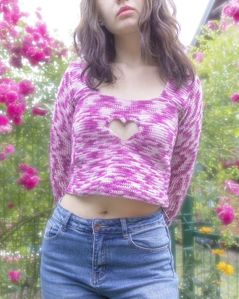 Heart Cutout Crochet Top, Crochet Heart Cut Out Top, Heart Cutout Top, Heart Cut Out Top, Cutout Top, Heart Cut Out, Cut Out Top, Crochet Heart, Clothes Crafts