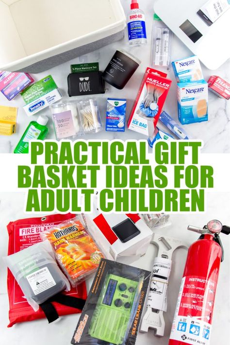 Gifts For Adult Children Who Are Moving Out | Tonya Staab Christmas Gifts For Your Adult Children, Basket Gifts For Grown Kids, Easter Baskets For College Kids, Easter Basket Ideas For Adult Children, Gift Ideas For Adult Children, Practical Christmas Gifts For Adults, Gifts For Adult Children, Easter Gifts For Adult Children, Gifts For Parents From Adult Children