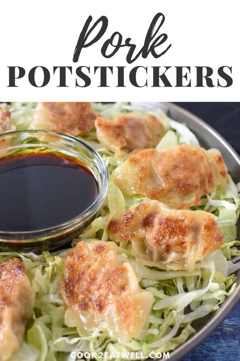 Pork potstickers are delicious and easy to make at home. In this recipe, they're filled with a combination of ground pork, ginger, green onions, garlic and soy sauce. Then, they're pan fried until golden brown and steamed to finish cooking. Not only are these potstickers really yummy, they're beautiful too! #porkpotstickers #dumplings #takeout What To Make With Ground Pork, Pork Potstickers Recipe, Pork Potstickers, Protein Dinners, Potstickers Recipe, Ground Pork Recipes, Asian Beef, Pot Stickers, Easy Pork