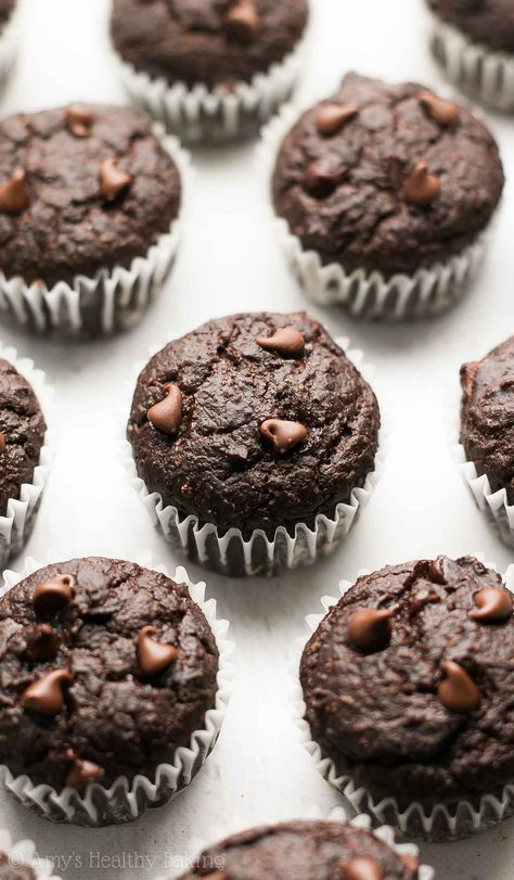 The Ultimate Healthy Chocolate Mini Muffins | Amy's Healthy Baking Chocolate Emoji, Chocolate Mini Muffins, Chocolate Chip Mini Muffins, Vegan Chocolate Muffins, Triple Chocolate Muffins, Mini Muffin Recipe, Mini Chocolate Chip Muffins, Valentines Recipes Desserts, Double Chocolate Muffins