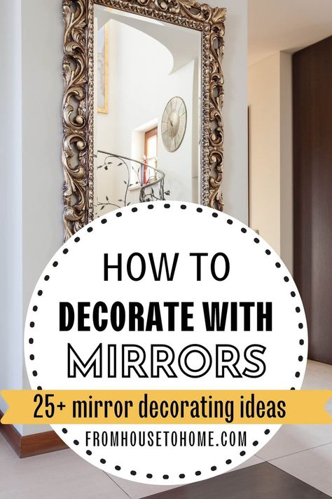 Bathroom Mirror Wall Ideas, Mirror Accent Wall Ideas, Mirror Wall Decor Dining Room, Rectangle Mirror Wall Decor Living Room, Living Room Wall Decor Ideas Mirrors, Dining Room Mirror Ideas Wall Decor, Rectangle Mirror Wall Decor, Decorate Mirror Frame Diy, Mirrors In Living Room Ideas