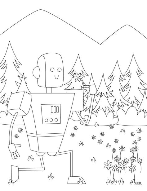 Choose from 26 different robot coloring pages perfect for hours of coloring fun for your robot-loving little ones. 100% FREE. Print from home! Wild Robot Coloring Pages, The Wild Robot Coloring Page, Robot Coloring Pages, Christmas Robot, Robot Coloring, Robot Theme, The Wild Robot, Free Print, Free Printable Coloring Pages