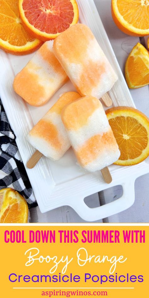 Cool Down This Summer with Boozy Orange Creamsicle Popsicles | Boozy Orange Creamsicle Popsicles | Boozy Popsicles | Summertime Popsicle Recipe | Beat The Heat with Boozy Orange Creamsicle Popsicles #BoozyPopsicles #SummerRecipes #BoozyOrangeCreamsiclePopsicles #OrangeCreamsiclePopsicles #PopsicleRecipes Cocktail Popsicles, Adult Popsicles, Boozy Pops, Boozy Ice Pops, Alcoholic Popsicles, Pudding Pops, Boozy Popsicles, Wine Cocktail Recipes, Blog Success