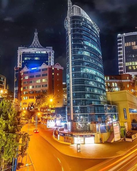 Capital city of kigali Rwanda beautiful in the night Kigali City, Rwanda Africa, Kigali Rwanda, City At Night, Plots For Sale, Travel Tourism, African Countries, City House, Night City