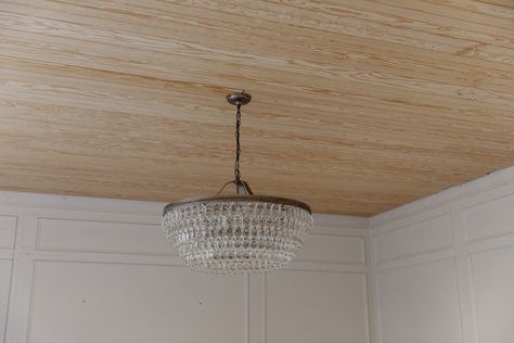 We added Beadboard to our Bedroom Ceiling! (Here’s how!) Bead Board Ceiling Bedroom, Floor To Ceiling Beadboard, Beadboard Bedroom, Double Tray Ceiling, Bedroom Ceilings, Paneled Ceiling, Stain On Pine, Beadboard Ceiling, Wallpaper Ceiling