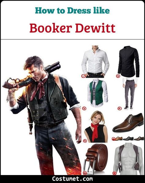 Booker DeWitt (BioShock Infinite) Costume for Cosplay & Halloween 2021 Bioshock Infinite Booker, Bioshock Columbia, Booker Dewitt, Bioshock Cosplay, Bioshock Infinite, Costume For Halloween, Chinese Collar, Concept Clothing, Green Vest