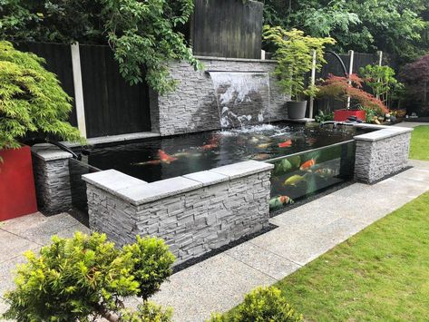 Fence Edging Ideas, Fall House Decor, Koi Pond Backyard, Fence Edging, Fish Ponds Backyard, Zeroscaping Backyard, Tanaman Air, Koi Pond Design, Kolam Koi