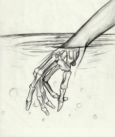 Skeleton Hands Drawing, Water Sketch, Easy Pencil Drawings, Beautiful Pencil Drawings, Painting Pencil, Skeleton Drawings, Notebook Drawing, Water Drawing, Meaningful Drawings