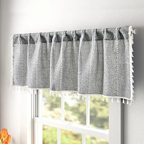 Kitchen Window Treatments Over Sink, Kitchen Curtain Ideas Above Sink, Kitchen Valance Ideas, Farmhouse Kitchen Valance, Diy Window Valance, Valances For Windows, Bedroom Valances, Valance Patterns, Linen Valances