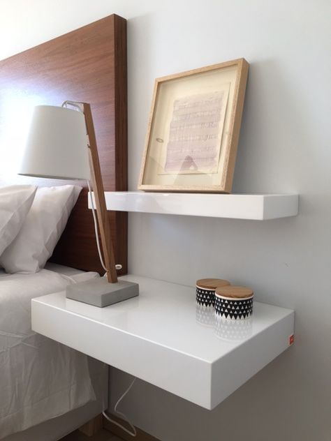 Floating Shelves Bedside, Floating Shelves As Bedside Tables, Bedroom Ideas With Floating Shelves, Bedside Table Ideas Floating, Bedroom Floating Shelves Night Stand, Floating Shelves As Nightstand, Floating Shelves Side Of Bed, Floating Shelves Beside Bed, Floating Shelves Bedside Table