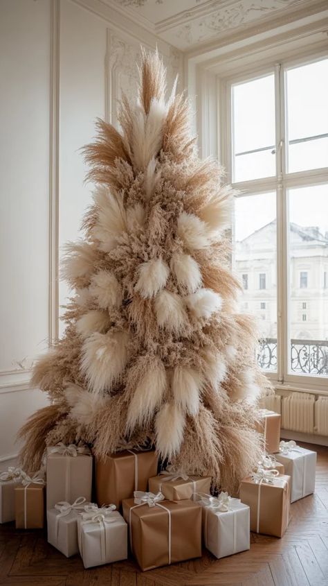 Pampas’s Christmas Tree, Christmas Decoration Trends 2024, Pompadour Grass Christmas Tree, Christmas 2024 Decor Trends, Diy Pampas Grass Christmas Tree, Pampas Grass Christmas Tree Decor, Xmas Decor 2024, Christmas Decor 2024-2025, Christmas Tree With Pampas