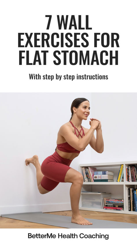 Wall Exercises for Flat Stomach Workouts For Flat Stomach Pilates, Pilates For Tummy Flat Stomach, Wall Palates For Stomach, Wall Stomach Exercise, Wall Exercises For Stomach Standing, Wall Exercises For Stomach Beginners, Wall Exercises For Stomach, Exercises For Stomach, Exercises For Flat Stomach