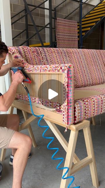 PERCE & WILLIAMS on Instagram: "A glimpse into the making of a very unique and bespoke P&W Waverly corner sofa.

We worked closely with our clients to ensure this sofa met their exact specifications. Starting with a solid Walnut base, set back plinth with proud legs and rounded edges to coincide with existing mid century modern furniture in their home. Instead of splayed arms they requested 90 degree Waverly arms, to maximise the available space meaning more generous seating capacity. Full feather and down seat and scatter interiors to ensure ultimate comfort. All topped of with a incredible view overlooking the ocean 🌊 

And some incredibly striking fabric which is listed below ⬇️ 

Upholstered in:

@clarke_clarke_interiors 

Body/seat cushions: Orpheus - Magenta/Peacock
Scatters: Melang Sofa Upholstery Ideas Fabrics, Diy Corner Sofa, Diy Mid Century Modern, Diy Mid Century, Clarke And Clarke Fabric, Mid Century Modern Sofa, Sofa Upholstery, Bespoke Furniture, Mid Century Modern Furniture