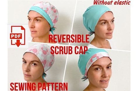 Reversible Scrub Cap #9 Sewing Pattern Graphic by Cotton Miracle Studio · Creative Fabrica Scrub Cap Sewing Pattern, Cap Sewing Pattern, Pattern For Sewing, Scrub Hat Patterns, Scrub Caps Pattern, Sewing Hats, Bouffant Scrub Caps, Women's Sewing Pattern, Start Sewing