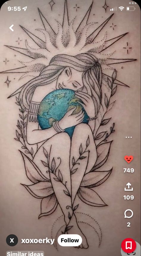 Mother Earth Tattoo, Virgo Tattoo Designs, Dragon Tattoo Ideas, Left Arm Tattoos, Earth Tattoo, Mother Nature Tattoos, Virgo Tattoo, Beautiful Tattoos For Women, Taurus Tattoos