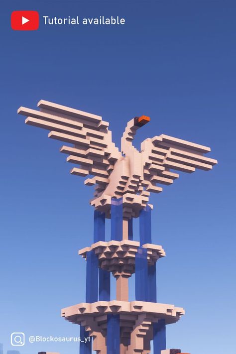 A big Minecraft fountain with swans. Tap image for schematic and tutorial! :) Big Fountain, Minecraft Fountain, Luxurious Palace, Minecraft Statues, Rumah Minecraft Sederhana, Minecraft Structures, Bangunan Minecraft, Minecraft Farm, Minecraft Cottage