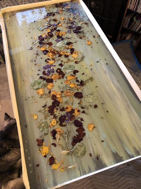 Flowers, table, epoxy Epoxy Table With Flowers, Flower Countertops, Flower Epoxy Table, Farmhouse Table Redo, Resin Flower Table, Epoxy Dried Flowers, Pressed Flower Table, Diy Resin Table, Flower Furniture