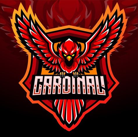 Cardinal Logo, Esport Logo Design, Gaming Logo Design, Fantasy Football Logos, Bird Mascot, Esports Logo, Gaming Logo, Cardinal Bird, Cardinal Birds