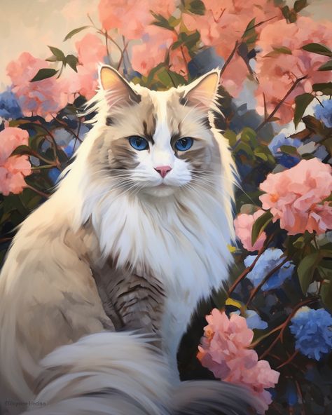 Ragdoll Cat Painting, Ragdoll Cat Drawing, Ragdoll Cat Art, Himalayan Cats, Cat Rocks, Cat Oil Painting, Cat Art Painting, Cat Paintings, Himalayan Cat