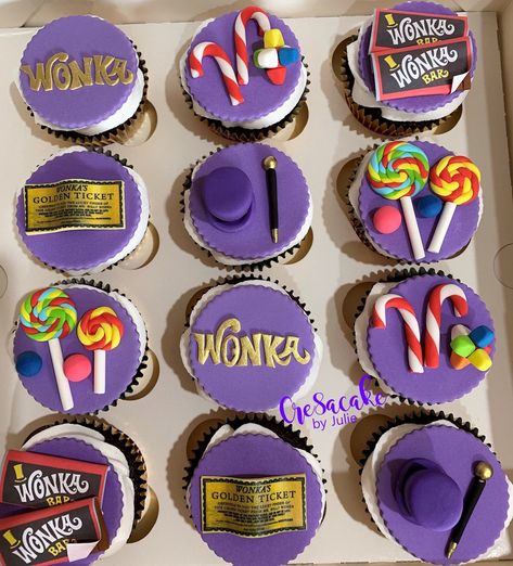 Willy Wonka Desserts, Willy Wonka Cake Ideas, Willy Wonka Birthday Party Ideas, Charlie And The Chocolate Factory Cake, Willy Wonka Baby Shower Ideas, Willy Wonka Cupcakes, Willy Wonka Birthday Cake, Willy Wonka Party Food, Willy Wonka Party Ideas