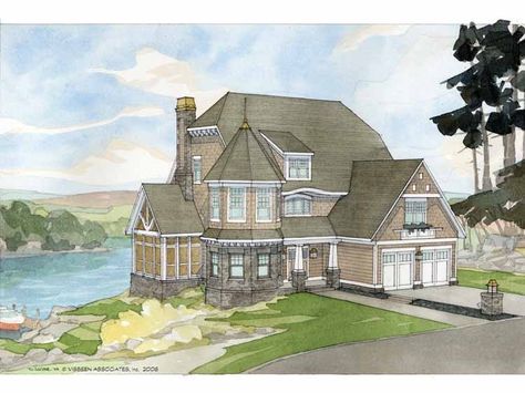 Shingle House Plan with 3175 Square Feet and 3 Bedrooms from Dream Home Source | House Plan Code DHSW65788 Shingle House Plans, Shingle House, Victorian House Plans, Shingle Style Homes, Craftsman Exterior, Craftsman Style Homes, Craftsman Style House Plans, Craftsman House Plans, Modern Farmhouse Plans