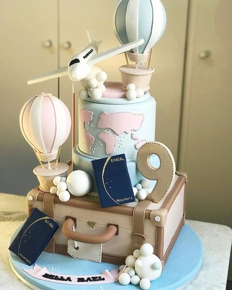 Traveler Cake, Airplane Birthday Party Decorations, Airplane Birthday Cakes, Surf Cake, Cake Paris, 14th Birthday Cakes, Adventure Awaits Baby Shower, Cakes Design, Travel Baby Shower Theme