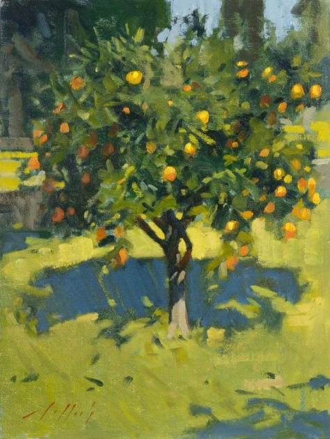 Mary Fedden, Robert Adams, Cottage Painting, Sir William, Orange Painting, Sunflower Pictures, Tree Artwork, Orange Tree, Visual Inspiration