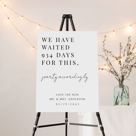 Married Couple Wedding Reception Welcome Sign. We Have Waited Wedding Sign, Wedding Decor Signs Diy, Reception Entrance Sign, We’ve Waited Party Accordingly, Wedding Sign Display, Must Have Wedding Signs, Wedding Sign For Ceremony, Party Accordingly Wedding Sign, Canva Wedding Signs