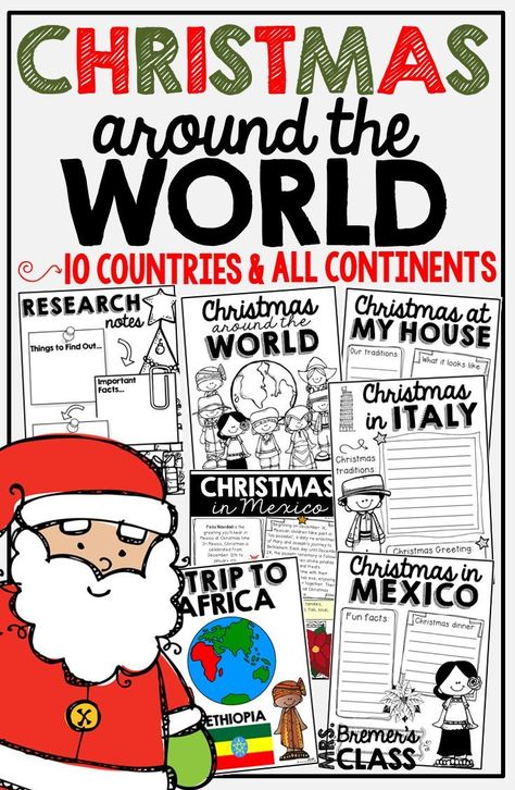 Christmas Around the World covering 10 countries with activities information charts and student passport First Grade Second Grade Third Grade Christmas Around The World Activities, Around The World Activity, Third Grade Christmas, Around The World Activities, Homeschool Area, December Themes, Second Grade Science, Christmas Units, Christmas In Italy