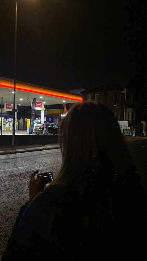 Gas Station Night Aesthetic, Car At Gas Station At Night, Late Night Gas Station Aesthetic, Gas Station Photoshoot Night, Gas Station At Night, Speedway Gas Station, Gas Station Photoshoot, Broken Iphone Screen, Nyc At Night