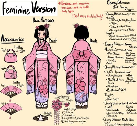 Kimono Outfit Reference, Kimono Back View Drawing, How To Draw Kimonos, Traditional Japanese Inspired Outfits, Japanese Idol Outfits Drawing, Japanese Fashion Drawing, Kimono Art Reference, How To Draw A Kimono, Kimono Ideas Drawing