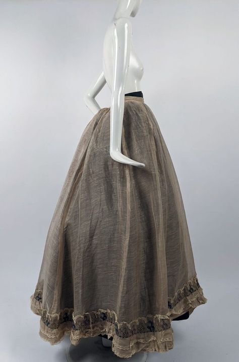 ROMANTIC VICTORIAN SHEER Sepia Silk Gauze Skirt W Embroidered Bottom Ruffle Hem $185.00 - PicClick Edwardian Skirt, Dark Skirts, Victorian Skirt, Gauze Skirt, Bustle Skirt, Gauze Skirts, Ruffle Hem Skirt, Skirt Coverup, Festival Skirts