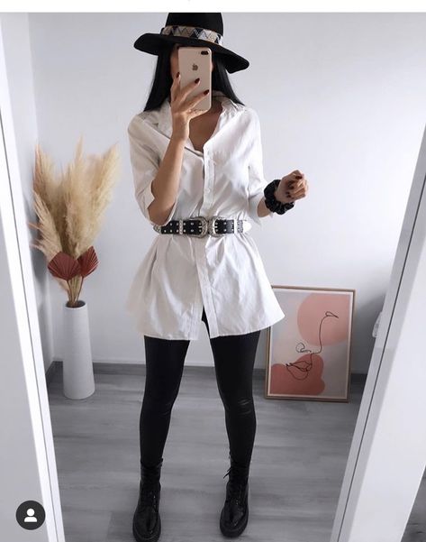 Outfit Tenis Blancos, Outfits Camisa, October Outfits, White Shirt Outfits, Black Leggings Outfit, Shirt Dress Outfit, Outfits Petite, Outfit Mujer, Preppy Look