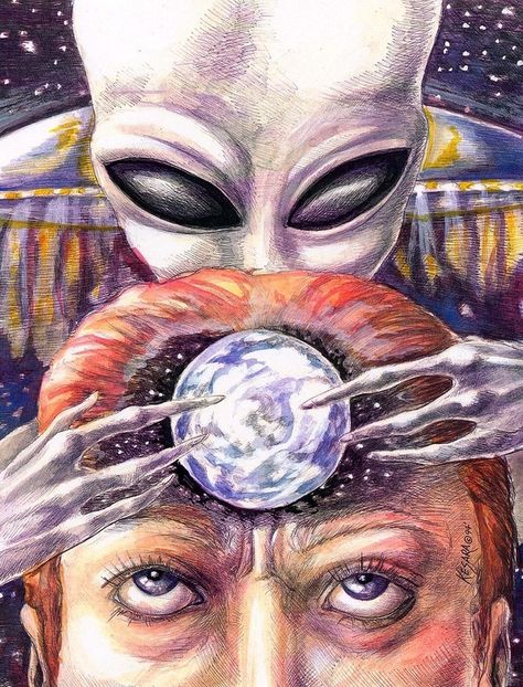 Mind control. Types Of Aliens, Ufo Art, Alien Artwork, Grey Alien, Alien Aesthetic, Psychadelic Art, Arte Alien, Psy Art, Alien Abduction