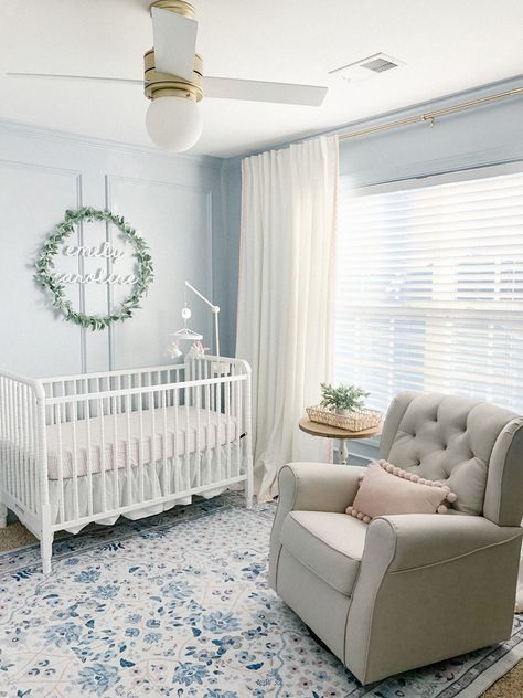 Blue Nursery Girl, Light Blue Nursery, Baby Nursery Inspiration, Light Blue Walls, Sweet Nursery, Nursery Room Design, Girl Nursery Room, Nursery Room Boy, Nursery Room Inspiration