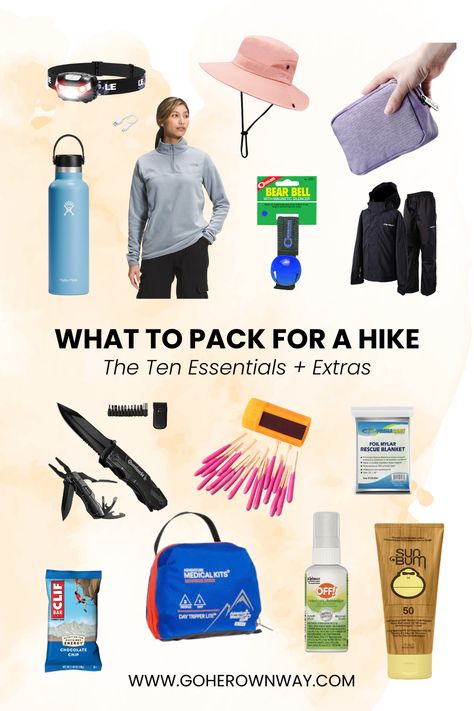 Multi Day Hike Packing List, Hiking Starter Pack, Must Have Items For Hiking, Capsule Wardrobe Hiking Travel Packing, Hicking Essential, Hiking Preparation, Hiking Trip Packing List, Hiking Essentials For Women, Hike Essentials