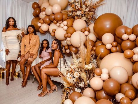 Belle Tifi Events🇭🇹 on Instagram: “Melanin. Yes! We’re throwing shade💁🏼‍♀️💁🏽‍♀️💁🏾‍♀️💁🏿‍♀️ Planning & Design @belletifievents Client @istenegelinkennedy Draping…” Brown Party Outfit, Shades Of Brown Party, Brown Wedding Themes, 50th Birthday Themes, Brunch Decor, Party Outfit Ideas, Graduation Party Themes, Birthday Ideas For Her, Birthday Dinner Party