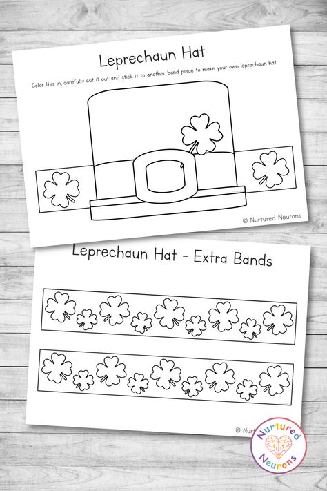 St Patricks Day Headband Craft, St Patricks Day Hat Printable, Leprechaun Hat Template Free Printable, Leprechaun Hat Template, Leprechaun Hat Craft, Diy Leprechaun, Leprechaun Craft, St Patricks Day Hat, Hat Template