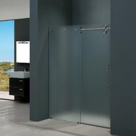 Vigo Frameless Shower Door - Frosted Stall Shower Remodel, Frosted Glass Shower Door, Bypass Shower Door, Shower Sliding Glass Door, Frameless Sliding Shower Doors, Glass Shower Door, Frameless Shower Door, Stall Shower, Frameless Shower Enclosures