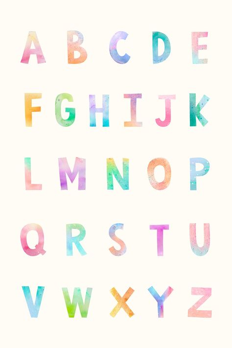 Abcd Letters, Pastel Typography, Watercolor Font, A To Z Alphabet, Alphabet A To Z, Alphabet Letters Images, Abc Font, Z Alphabet, Abc Wall