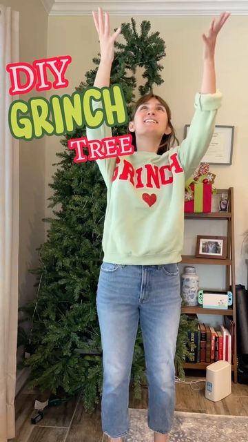 Emily Waldo | Holiday and Home Decor on Instagram: "Comment “🎁” if you like this tutorial! Who’s feelin’ Grinchy💚⁉️ all Grinch items can be found at @amistadfloral ❣️ This tree took about an hour to complete 🎄 of course I only decorate the front though 🤣🤣 #amistadfloral #ad #grinchtree #grinchdecor #grinchchristmas #grinchchristmastree #christmastreedecorating #christmastreedecor #diychristmas #diychristmasdecor #christmasdecorating #wreathsbywaldo #christmasdecorideas" How To Make A Grinch Tree Topper, How To Make Grinch Tree, How To Decorate A Grinch Christmas Tree, Grinch Tree Topper Diy, Diy Grinch Tree Decorations, Grinch Decor Diy, Grinch Tree Diy, Grinch Christmas Tree Diy, Diy Grinch Christmas Tree