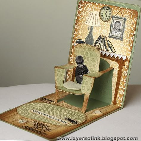 Reading Chair Pop-Up Tutorial | I just posted a step-by-step… | Flickr Pop Up Design, Arte Pop Up, Anniversaire Harry Potter, Pop Up Art, Paper Pop, Reading Chair, Interactive Cards, Up Book, Pop Up Book